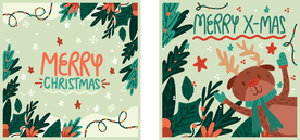 圣诞卡通元素背景圣诞节日贺卡