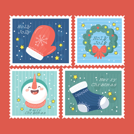 圣诞邮票矢量