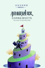 积极进取企业文化标语海报素材