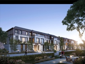 小区别墅洋房黄昏园林景观