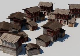 C4D 模型 草棚小木屋