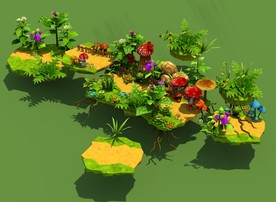 C4D 模型 低面体植物豌豆