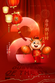 新年新春除夕海报牛年