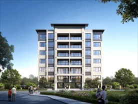 小区大门入口别墅洋房黄昏园林