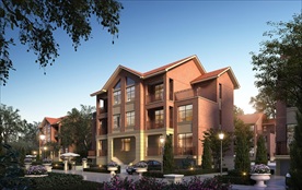 绿城别墅洋房黄昏园林景观