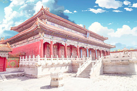 手绘现代建筑地标图片