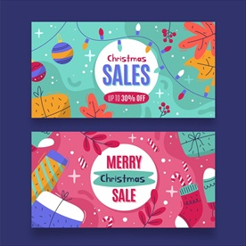 手绘圣诞横幅矢量素材