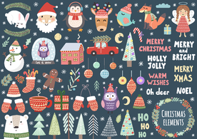 圣诞老人雪人帽子元素