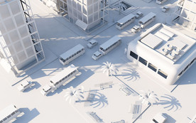 C4D 模型低面体工厂建筑街道
