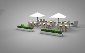 C4D 模型 户外咖啡厅餐厅