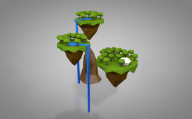 C4D 模型 瀑布树木岛屿
