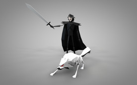 C4D 模型 卡通骑士和狼
