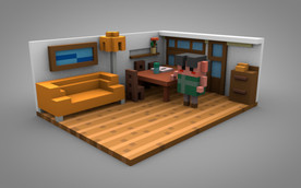 C4D 模型 像素化房间
