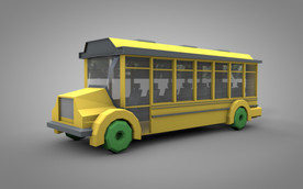 C4D 模型 像素大巴校车