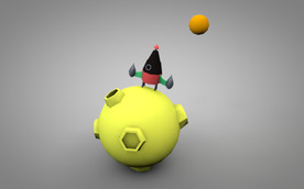 C4D 模型 低面体火箭星球