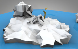 C4D 模型 像素北极熊冰块海