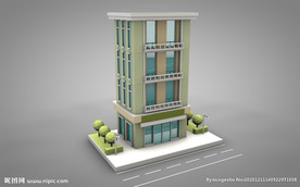 C4D 模型 像素大楼建筑
