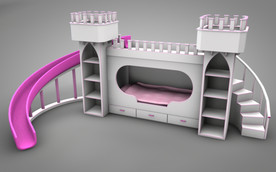 C4D 模型 城堡滑梯儿童床