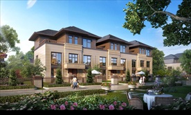 绿城别墅洋房黄昏园林景观