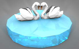 C4D 模型 天鹅和湖