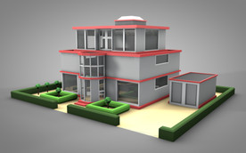 C4D 模型 小洋楼房子