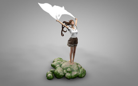C4D 模型 海边的少女手办