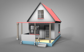C4D 模型 家房子小别墅