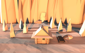 C4D 模型山中小木屋房子