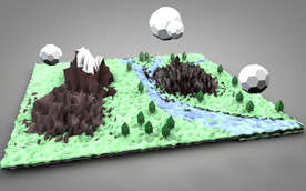 C4D 模型山树林