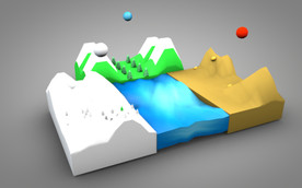 C4D 模型山脉水