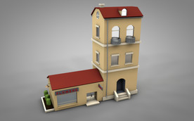 C4D 模型小楼房房子木头建筑