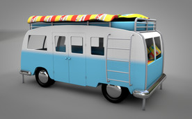 C4D 模型 面包车客车