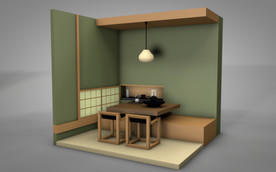 C4D 模型日式餐厅