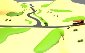 C4D 模型田园山谷公交车
