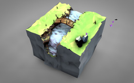 C4D 模型峡谷河流