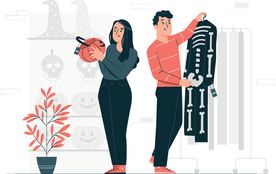 万圣节扁平化人物插画