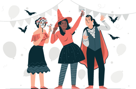 万圣节扁平化人物插画
