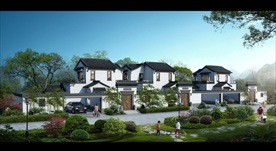 绿城别墅洋房黄昏园林景观