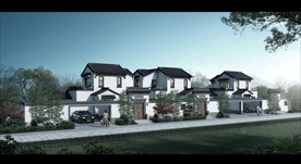 绿城别墅洋房黄昏园林景观