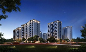 小区住宅别墅夜景