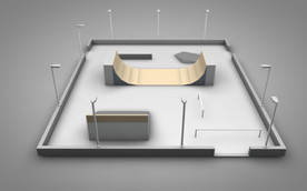 C4D 模型滑板场地工厂