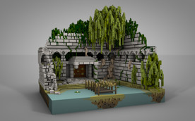 C4D 模型绿萝爬山虎遗址