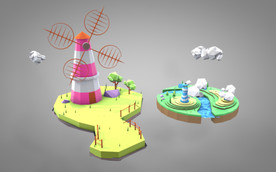 C4D 模型风车小河小溪
