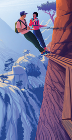 攀岩人物卡通插画场景背景素材