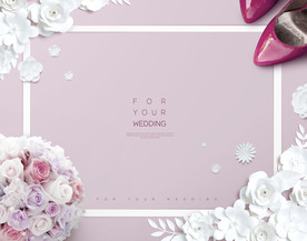 情侣白色婚礼海报图片