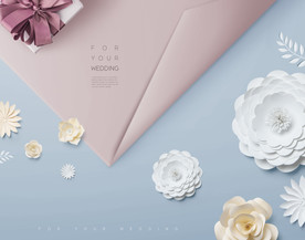 情侣白色婚礼海报图片