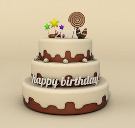 C4D 模型巧克力生日蛋糕