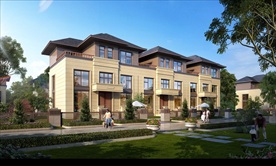 绿城别墅洋房黄昏园林景观