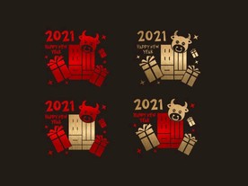 2021 新年 春节 橱窗贴