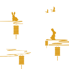 中国风金色兔子祥云PNG免扣